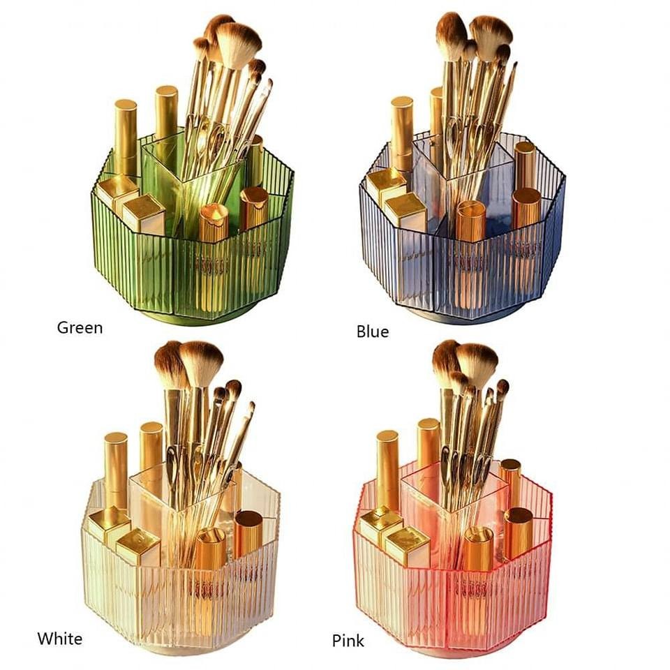 ✅360° Rotating Acrylic Cosmetic Brushes Organizer